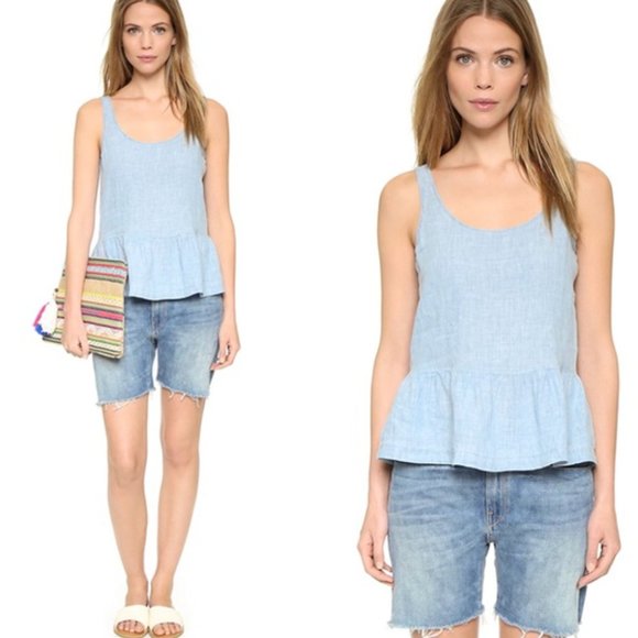 J Brand Tops - J Brand Liat Linen Peplum Tank